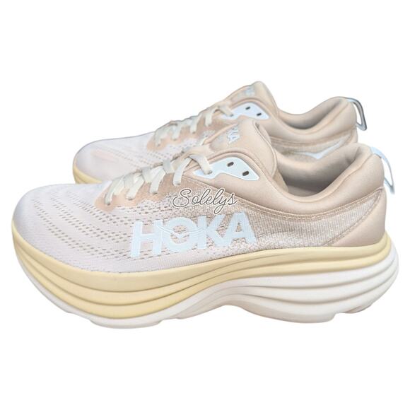 HOKA ONE ONE Bondi 8 Womens 10B Shifting Sand Eggnog Run Walking Comfort Sneaker - Picture 3 of 11